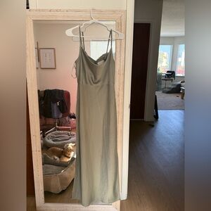 BHLDN Cali Satin Cowl-Neck Midi Slip Dress